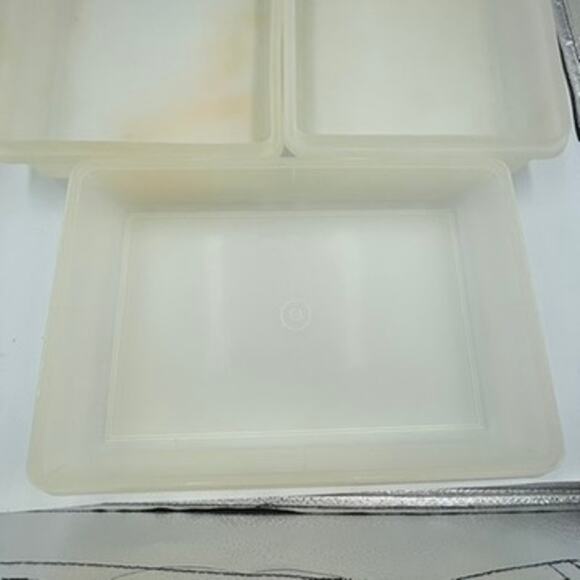 Bundle Lot 3 Vintage Tupperware Rectangular Bowls Containers NO LIDS - Picture 2 of 4